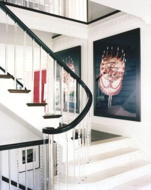 Decorating with lucite crystal and glass - stairwell using glass.jpg